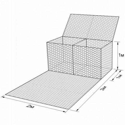 Габион ГСИ-КА-3,0х2,0х1,0-С80-2,7-Ц