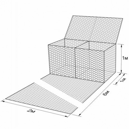 Габион ГСИ-КА-6,0х2,0х1,0-С80-2,7/3,7-ЦАММП